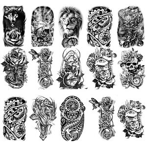 10 Sheets large Temporary Tattoos Stickers for Women Men and Girl Fake Tattoos