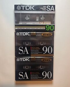 TDK SA90 Blank Cassette Tapes 90min High Bias Type II Lot Of 3 New Unused
