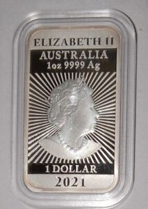 2021 1 Oz Proof Silver Dragon Bar Perth Mint Australia .9999 Pure with COA