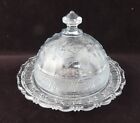 New ListingVintage Indiana Clear Glass Bird & Strawberry Embossed Pattern Butter Dish