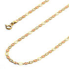 Wellingsale 14k Tri Color Gold Solid 2mm Valentino Star Chain Necklace