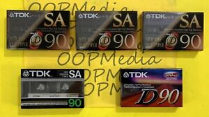 TDK New BLANK CASSETTE TAPES High Bias SA-90/ High Position SA90/ D-90 LOT of 5