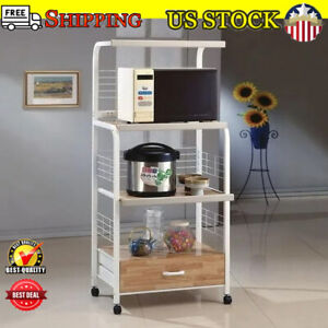 Rolling Bakers Rack Microwave Stand Kitchen Cart w/ Casters Shelves Portable US