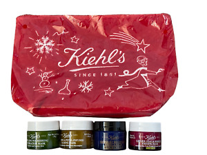 KIEHLS Skin Care 5 Piece Gift Set Travel Size Holiday Bag Red