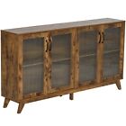 Ivinta Kitchen Buffet Table with 2 Shelves, Cabinet TV Table with Glass Doors