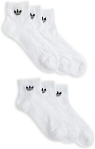 adidas Men's Athletic Moisture Wicking Cushioned Quarter-Cut TREFOIL Socks 6-12