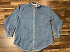 *RARE* Vintage Tommy Hilfiger Sz S Embroidered Crest Jean Button Up Jacket Denim