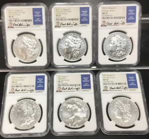 2021 Morgan and Peace Silver Dollar 6-Coin Set MS70 FDOI NGC Designer Signature