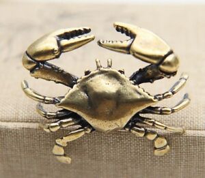 Tabletop Figurine Brass Crab Animal Statue Small Sculpture Home Decor Gifts