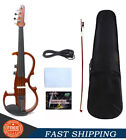 Electric Violin 4/4 Full Size 4 String Practice Violin Solid Wood with Bow Case