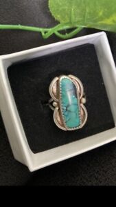 Beautiful Vintage Native American Turquoise Ring..SIZE 5 Sterling Silver