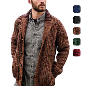 Mens Coat Casual Winter Warm Knitted Sweater Long Sleeve Outwear Jacket Cardigan