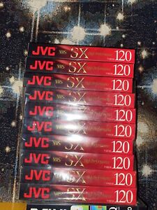 10 Brand New Sealed JVC 120 minute High Performance VHS Tapes For Recording Use.