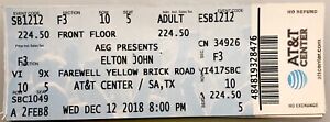 Elton John  Farewell Yellow Brick Road   Ticket Stub  12/12/2018 San Antonio, TX