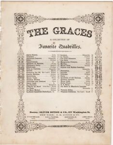 Agnes Sorrel Qaudrilles In the Graces, antique sheet music, 1867