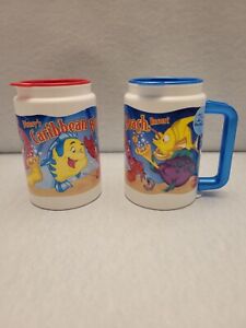 Vintage 2 Disney Caribbean Beach Resort Insulated Mugs Cup 12 oz Little Mermaid