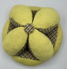 Vintage Sewing Ball Pin Cushion Yellow Flower Large Size 5
