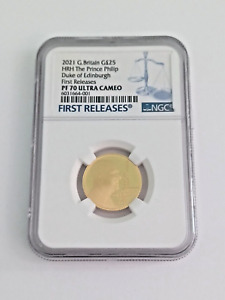 Royal Mint 2021 1/4oz Gold Proof Prince Phillip Duke of Edinburgh NGC PF70 + box