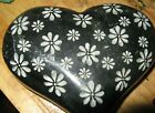 New ListingOld Heart Shape Stone Box, Heavy, Delicate Carved Floral Medallions, hinged top