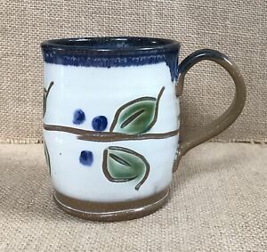 New ListingJeanne Palmer Art Pottery Blueberries Coffee Mug Cup Rustic Cottagecore