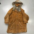 Armani jacket long brown fur hood mens womens size S vintage
