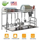 Over Sink Dish Drying Rack Drainer Stainless Steel Shelf Kitchen Cutlery Holder