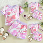 Kids Baby Girls Flowers Short Sleeve T-Shirt Shorts Set Summer Outfit Clothes