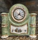 Vtg Sessions Mantle Clock Victorian Green Faux Marble Gold Trim WORKS Stunning