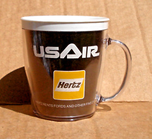 US Air / Hertz Car Rental Partner in Travel Vtg Insulated Coffee Mug Advertising