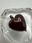 Vintage Sterling Silver Murano Glass Red Heart Pendant Necklace 15.5”