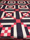 Vintage Handmade Hand Quilted Irish Chain Nine Patch Quilt 75x79 twin #259