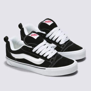 Vans Knu Skool Skate Shoes Sneakers Black/True White VN0009QC6BT US 4-13