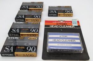 TDK SA 90 Blank Cassette Tapes Type II High Position Lot 5 & 1 Head Cleaner Tape