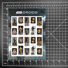 2021 USPS SHEET OF 20 FIRST CLASS FOREVER STAMPS STAR WARS DROIDS LUCASFILM 68¢