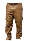 Men's Leather Trouser Pants '501 JEANS STYLE' Black Cowhide Classic Biker Pants