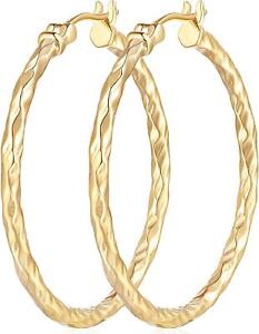 Verniflloga 14k Gold Hoop Earrings for Women,large14 Karat Gold Earrings Thick W