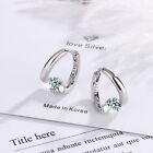 Womens 925 Sterling Silver Hoop Huggie Earrings Shiny Crystal Earrings 2 Color