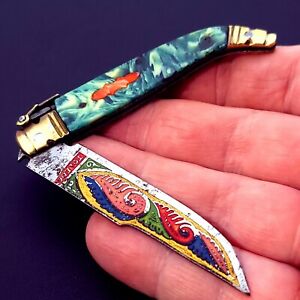 Toledo Knife Made In Spain Spanish Navaja Clasp Lock Colorful Celluloid Handles