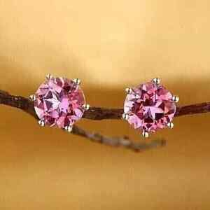 4 Ct Round Cut Pink Diamond Solitaire Studs 925 Silver Excellent Cut