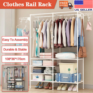 Heavy Duty Clothes Rack Organizer Closet Portable Wardrobe Garment Storage Shelf