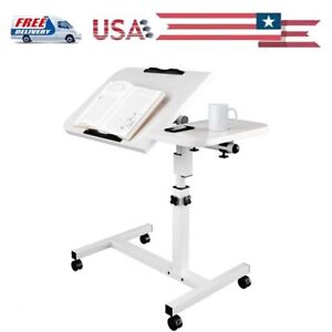 Hospital Medical Adjustable Overbed Bedside Nursing Laptop Table with Wheels