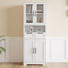 Tall Kitchen Pantry Storage Cabinet with 4 Doors and 5 Shelves Bathroom Cabinet