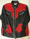 Scully Shirt Mens Large Black Red Pearl Snap Western Retro Cowboy