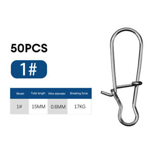 Stainless Steel Pin Hook Fast Clip Lock Snap Swivel Fishing Connector 50pcs