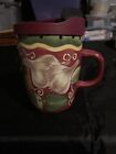 Gates ware by Laurie Gates 12 oz coffee mug/ vegetables/ handpainted with lid