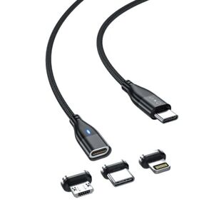3 in 1 Magnetic Charging Cable PD 60W Fast Charge Type C to Type C Micro USB iOS