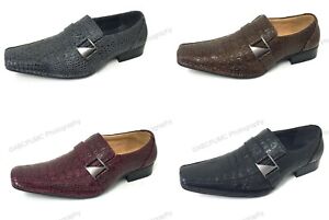 Brand New Men's Dress Shoes Loafers Elastic Slip On Crocodile Buckle Formal