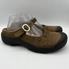 Keen  Calistoga Women Sz 9.5 Brown Closed Toe Floral Laser Cut Mary Jane Shoes