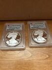 2021 Silver Eagle Type 1 And 2 PCGS PR70 DCAM First Strike Flag Label 2 Coins