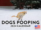 Dogs Pooping White Elephant Gag Gift 2024 Wall Calendar